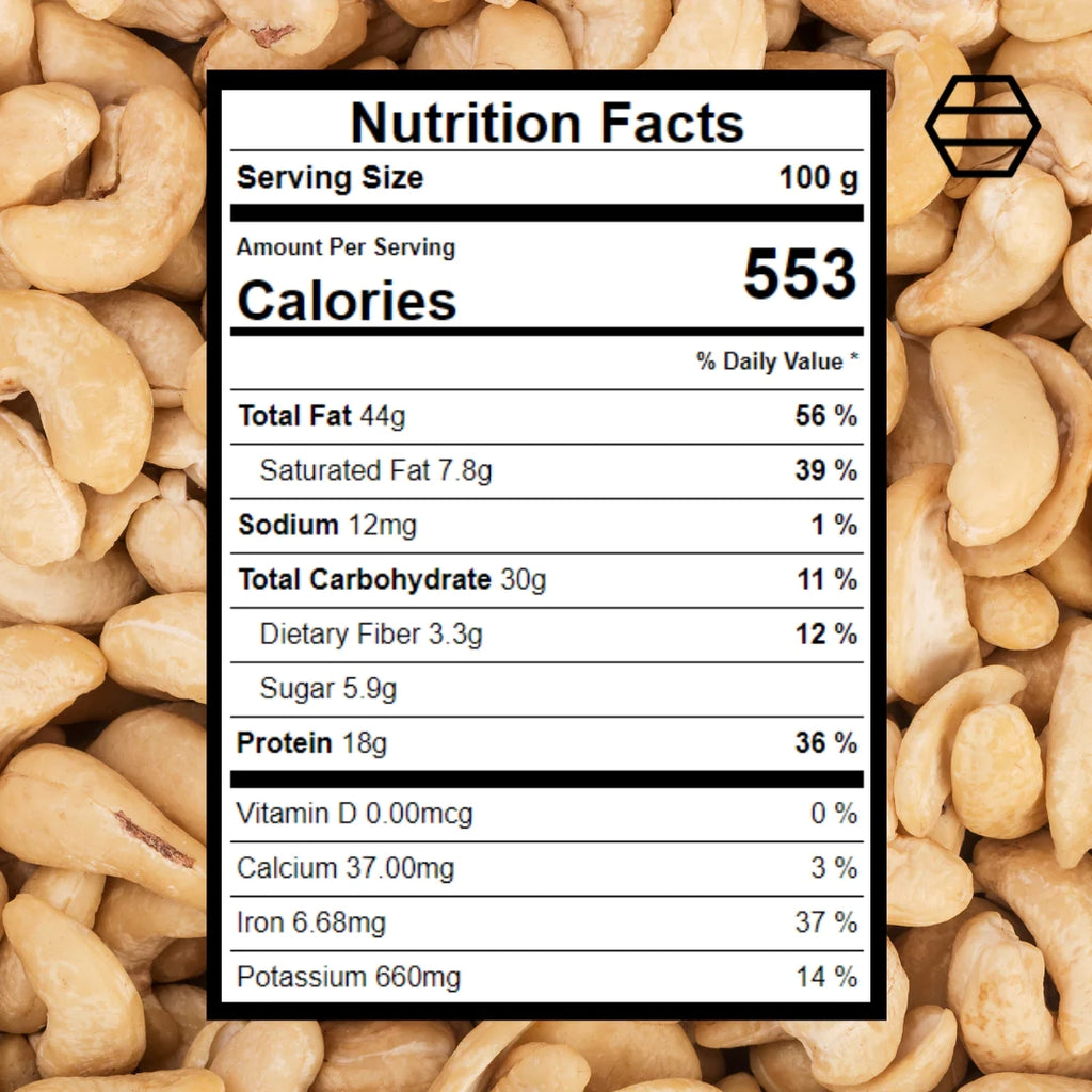 Nutrition in roasted cashews WWCashews