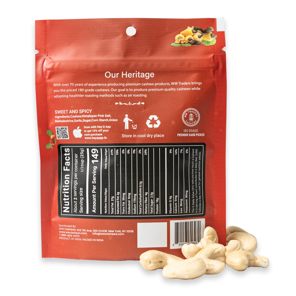 Natural Air Roasted Jumbo Sweet and Spicy Cashews