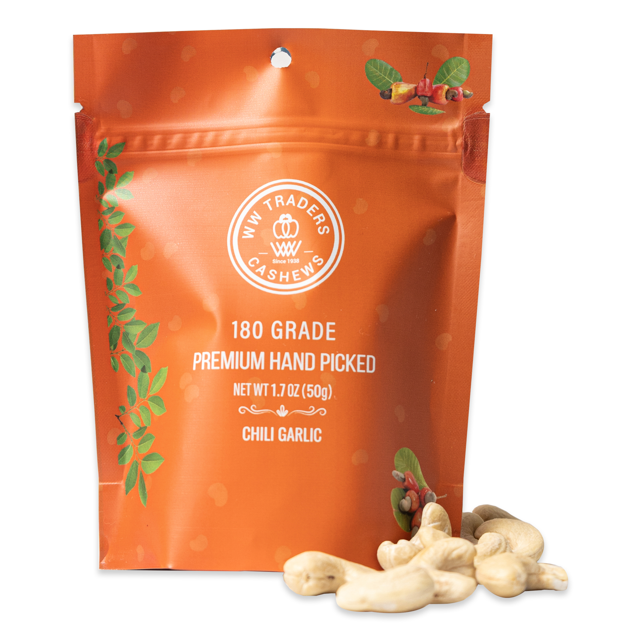 Premium Air Roasted Chili Garlic Cashews (6 Pack) 180 Grade Jumbo