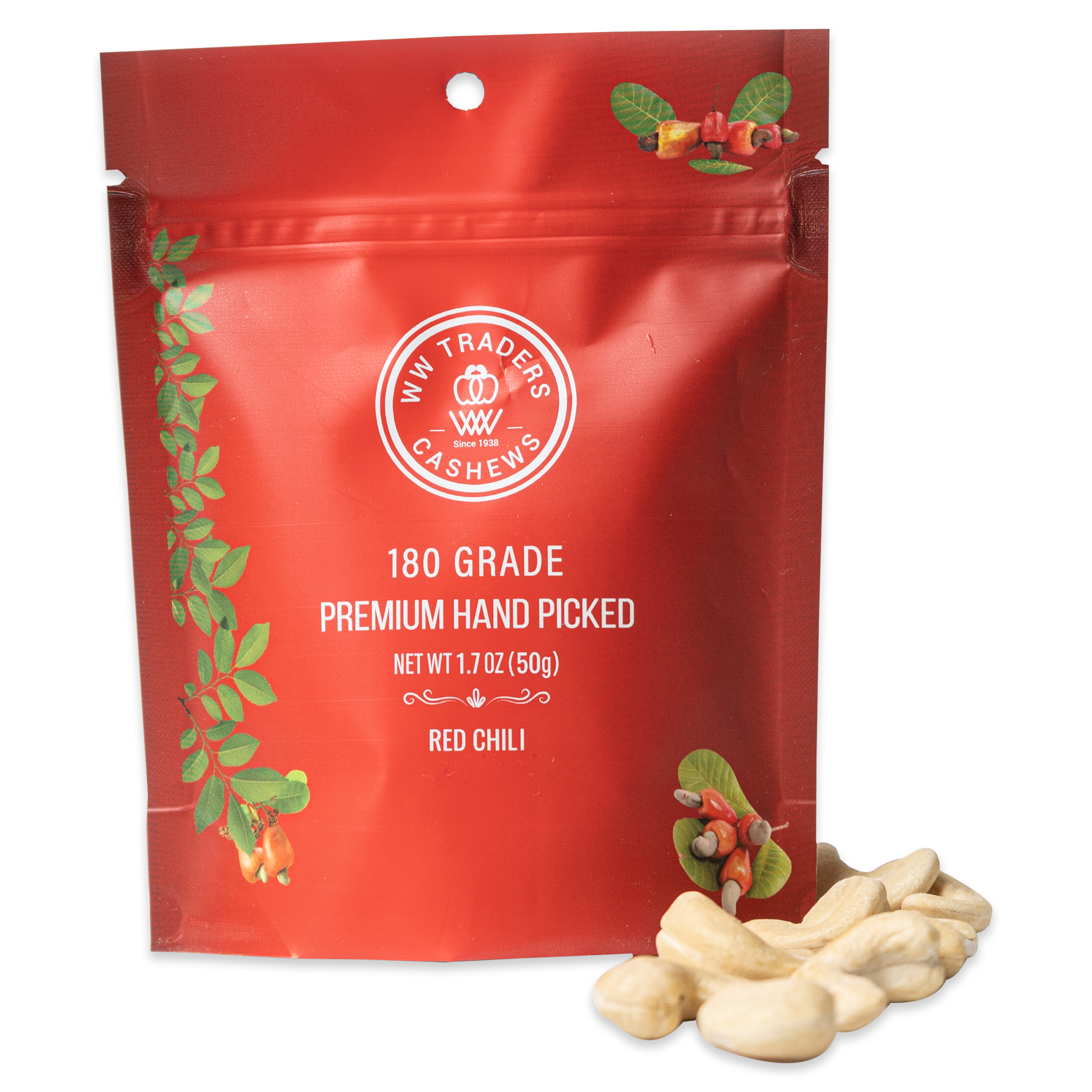 Premium Air Roasted Red Chili Cashews (6 Pack) 180 Grade Jumbo